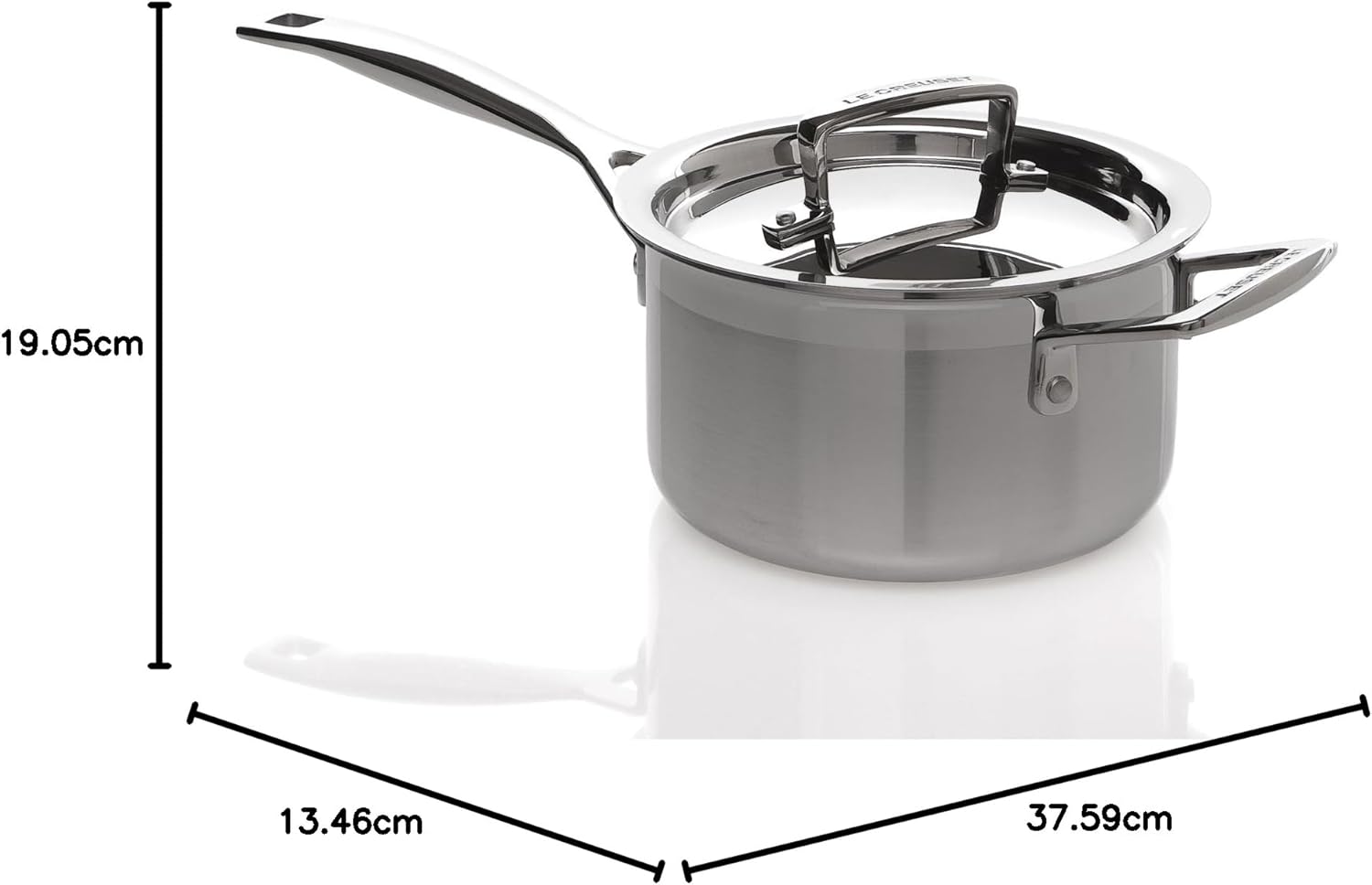 3-Ply Stainless Steel Saucepan with Lid, 16 x 9.5 cm, Silver, 96200916001000