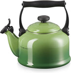Le Creuset Traditional Stove-Top Kettle with Whistle, Suitable for All Hob Types Including Induction, Enamelled Steel, Capacity: 2.1 L, Bamboo, 40102024080000