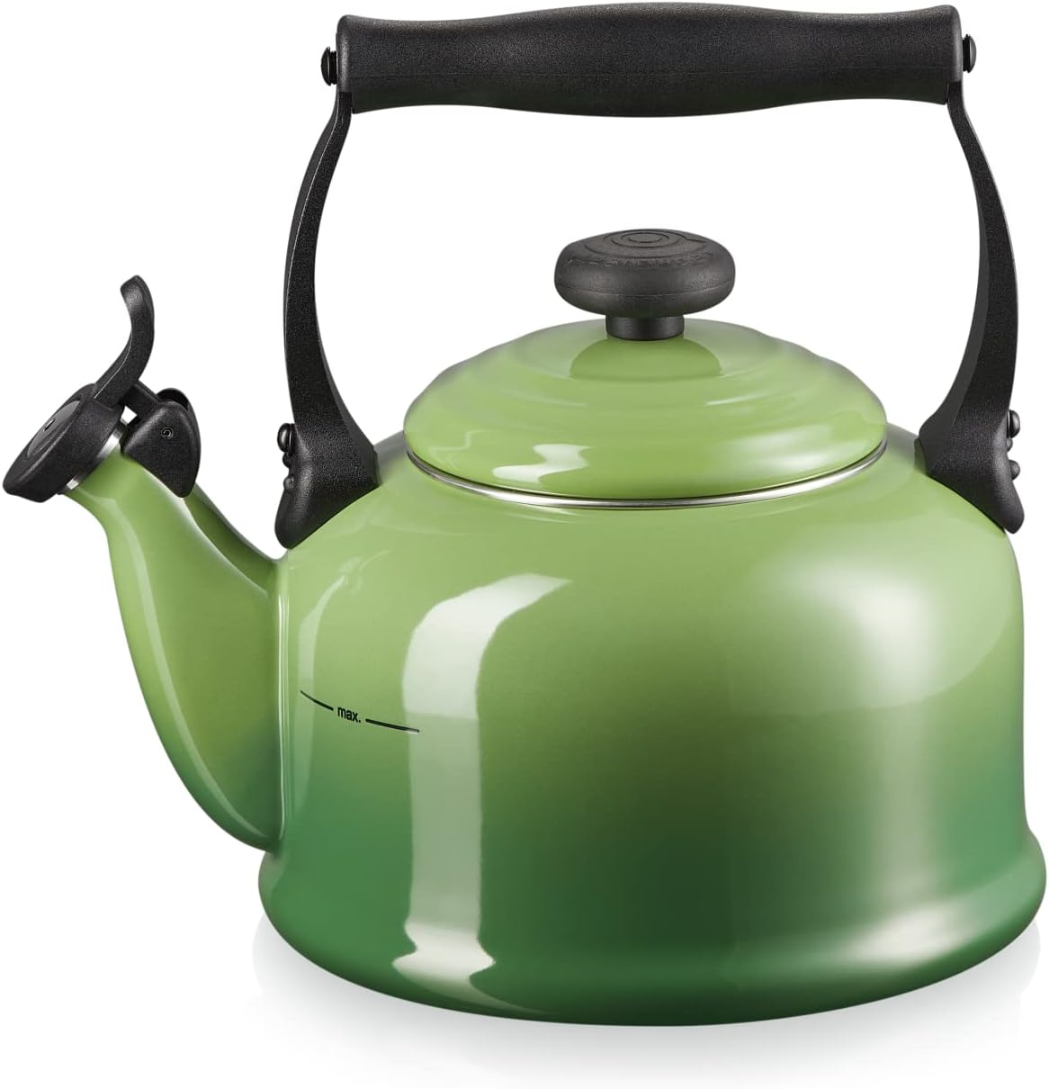 Le Creuset Traditional Stove-Top Kettle with Whistle, Suitable for All Hob Types Including Induction, Enamelled Steel, Capacity: 2.1 L, Bamboo, 40102024080000