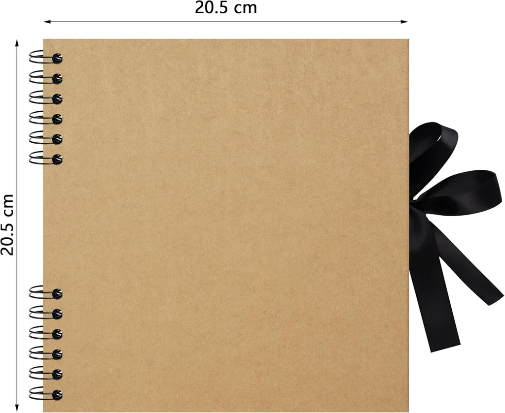 20.5 x 20.5 cm 40 Pages DIY Scrapbook Photo Album Hardcover Kraft Blank Page Memory Book for Wedding Anniversary Family Baby Khaki
