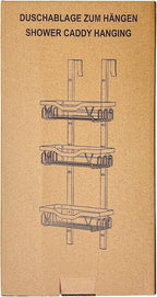 Hanging Shower Caddy, Over Door Shower Shelf 3 Layers, Bathroom Shelves No Drilling (Black - 3 layers)