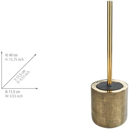 Rivara Toilet Brush Holder in Elegant Design Hand-Painted Including Toilet Brush with Interchangeable Brush Head Diameter 8 cm Diameter 11.5 x 40 cm Gold