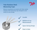 Stainless Steel Measuring Cups, Set of 4, Measurements in Millilitres and Cups, Nest Neatly for Storage, Metallic Silver