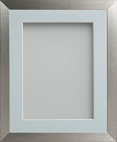 Frame Company Simpson Range Silver 12x10 inch Frame With Light Blue Mount for 8x6 inch *Choice of Sizes* Fitted with Real Glass Main image