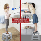 Super Strong Folding Step Stool - 11" - Sturdy Enough to Hold 300 Lb - Lightweight Foldable Step Stool for Adults and Kids - Opens with one Flip - Great for Kitchen, Bathroom and Bedroom