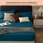 Anti-Allergy Anti-Bacterial Brushed Microfibre Polyester Fitted Bed Sheet - 28cm Depth, Easy Care, Fade Resistant (Teal, 4ft Small Double)