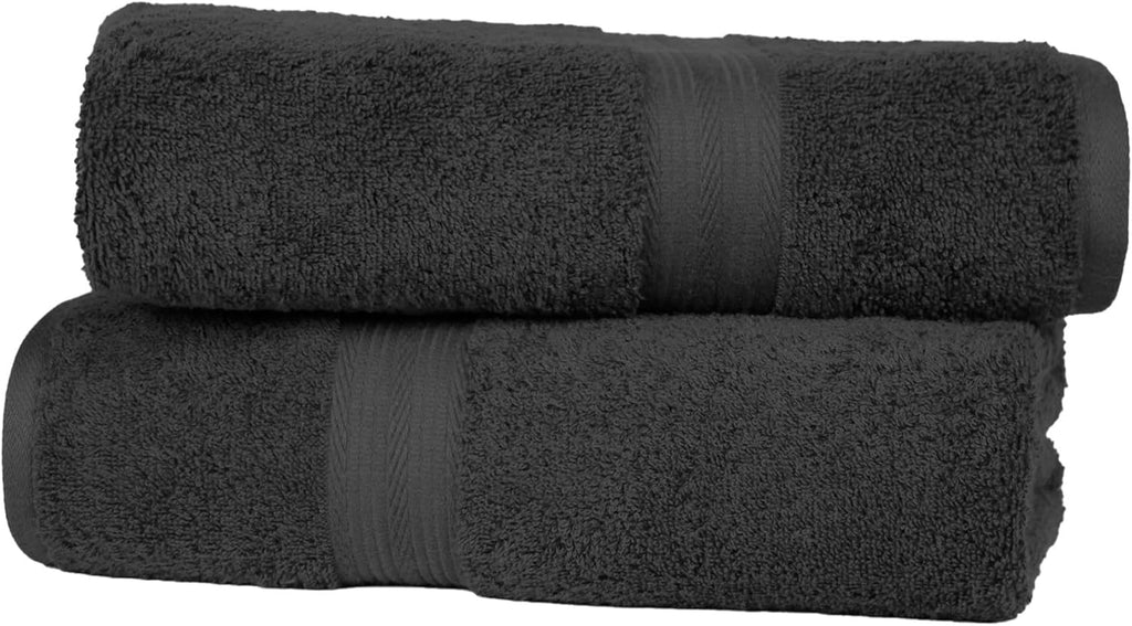Fade Resistant Towel Set, 2 Bath - Black by Amazon Basics