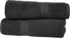 Fade Resistant Towel Set, 2 Bath - Black by Amazon Basics