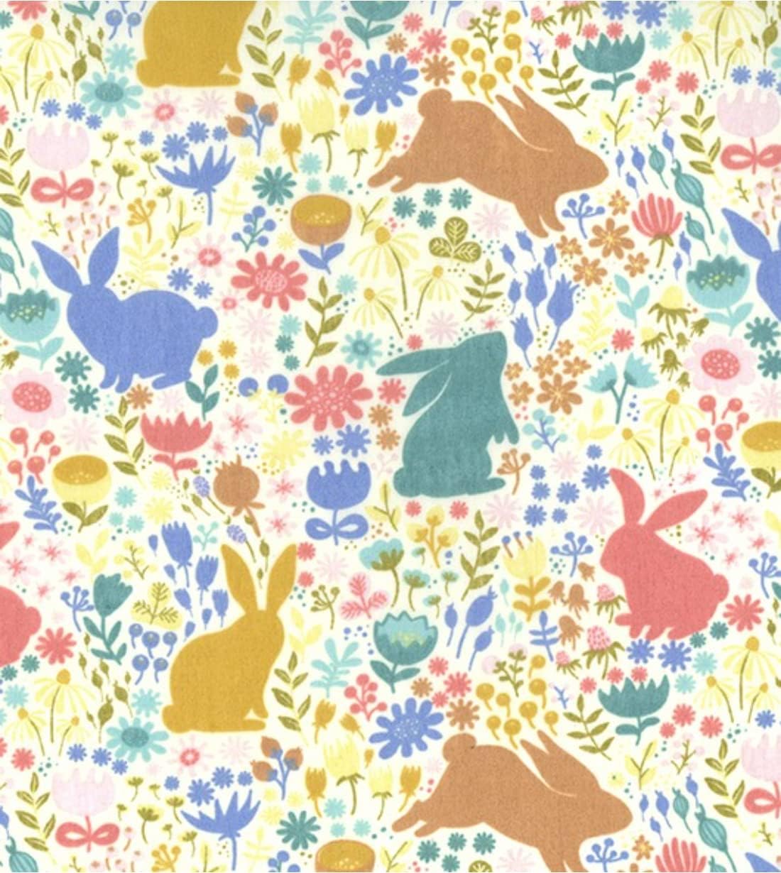 Printed Polycotton Craft Fabric Material - Forest Bunnies, 1Mtr 110cmx100cm Main image