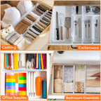 6 Pack Drawer Dividers, 3.2" High Expandable from 11.2-20" Adjustable Drawer Organisers,Clear Plastic Drawers Separators for Clothing, Kitchen Utensils and Office Storage