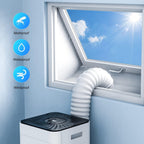 Air Conditioner Window Kit, Portable Anti-Mosquito Waterproof Wind Resistant No Drilling Window Kit with Zip and Adhesive Fastener for Tumble Dryer and Hot Air Stop, 400cm/158 Inch