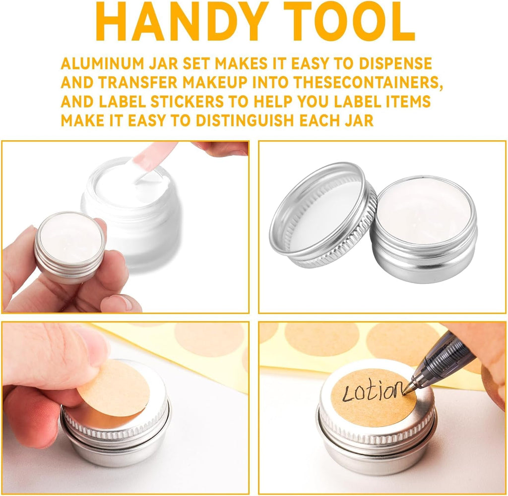 30Pcs 5ml Aluminum Cosmetic Pots with Leak-Proof Screw Lids,Travel Sample Containers,Portable Mini Storage Jars for Lip Balm, Creams and Makeup