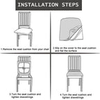 Dining Chair Covers for Set of 4 Waterproof Seat Slipcover PU leather Seat Covers for Dining Room kitchen Chairs Removable Chair Seat Cushion Cover with Fixing Buckle