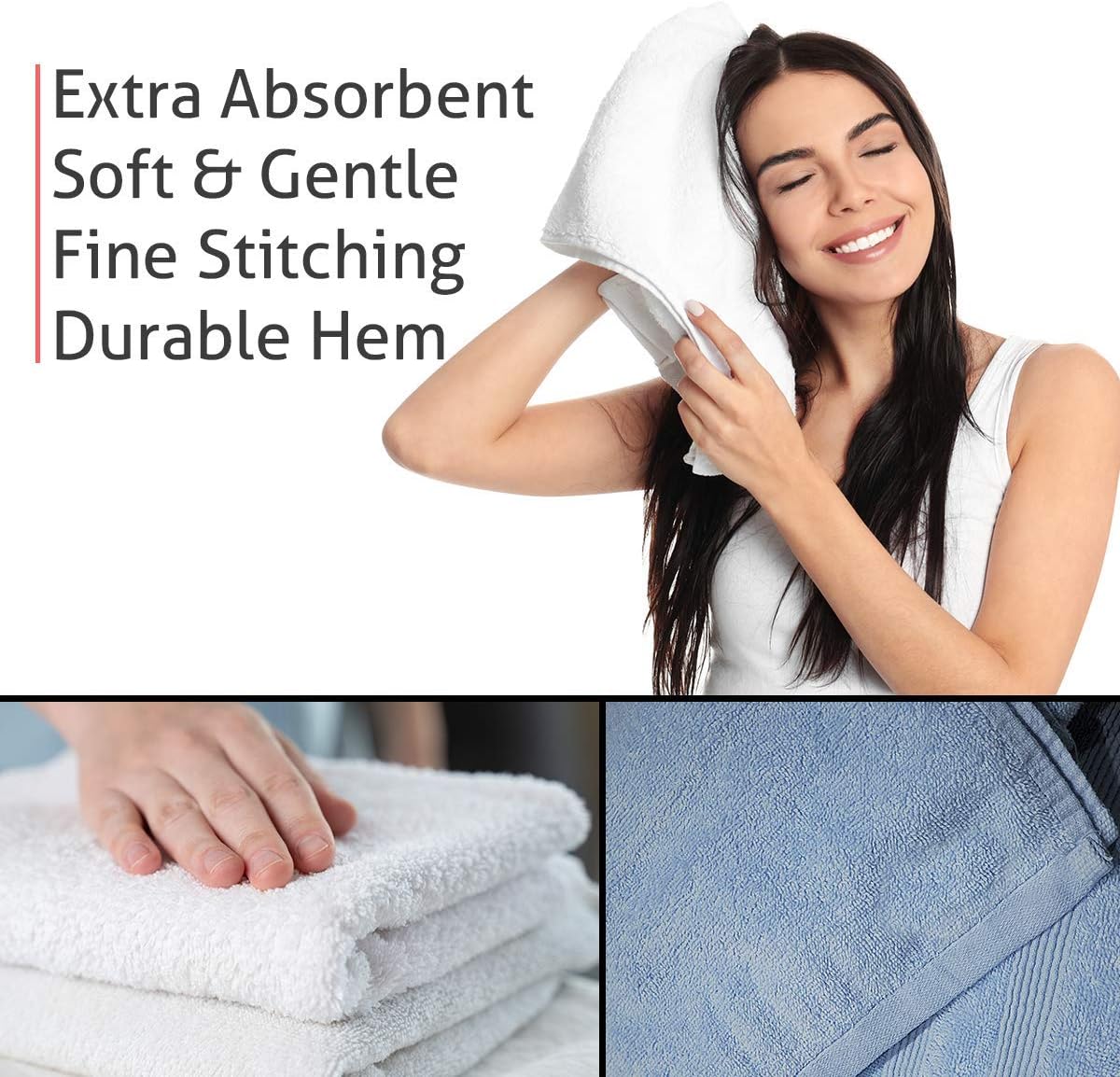 Bathroom and Kitchen 2 Pc Hand Towels Pack - 500 GSM Natural 100% Egyptian Cotton -Quick Dry and Absorbent - Fast Drying Soft and Luxurious Bath Hand Towel Set (Grey, 50x80 CM) Secondary image