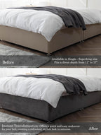 19" Extra Deep Base Wrap Valance Sheet - Transforms a drab looking bed base divan - Luxury Faux Suede (Off White, King)
