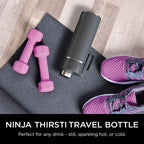 Thirsti Water Bottle and Flask 530 ML With Leak-Proof Lid, Designed For Carbonated, Hot & Cold Drinks. Ideal For Travel & Sports, Triple Insulated, Stainless Steel Bottle, Grey, DW1801EUUKGY
