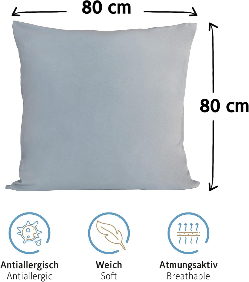 Komfortec 100% cotton cushion covers, set of 2, 80 x 80 cm, super soft premium jersey pillowcase, 150 g/m², cushion cover, grey