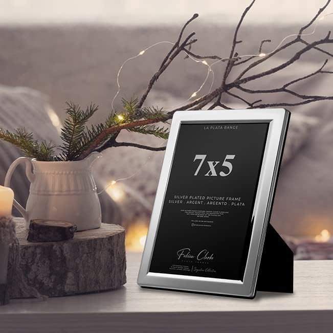 Silver Plated Photo Frame Picture Frame Plain Satin Finish and Tarnish Protected for Wedding Picture or Family Photos (7x5)