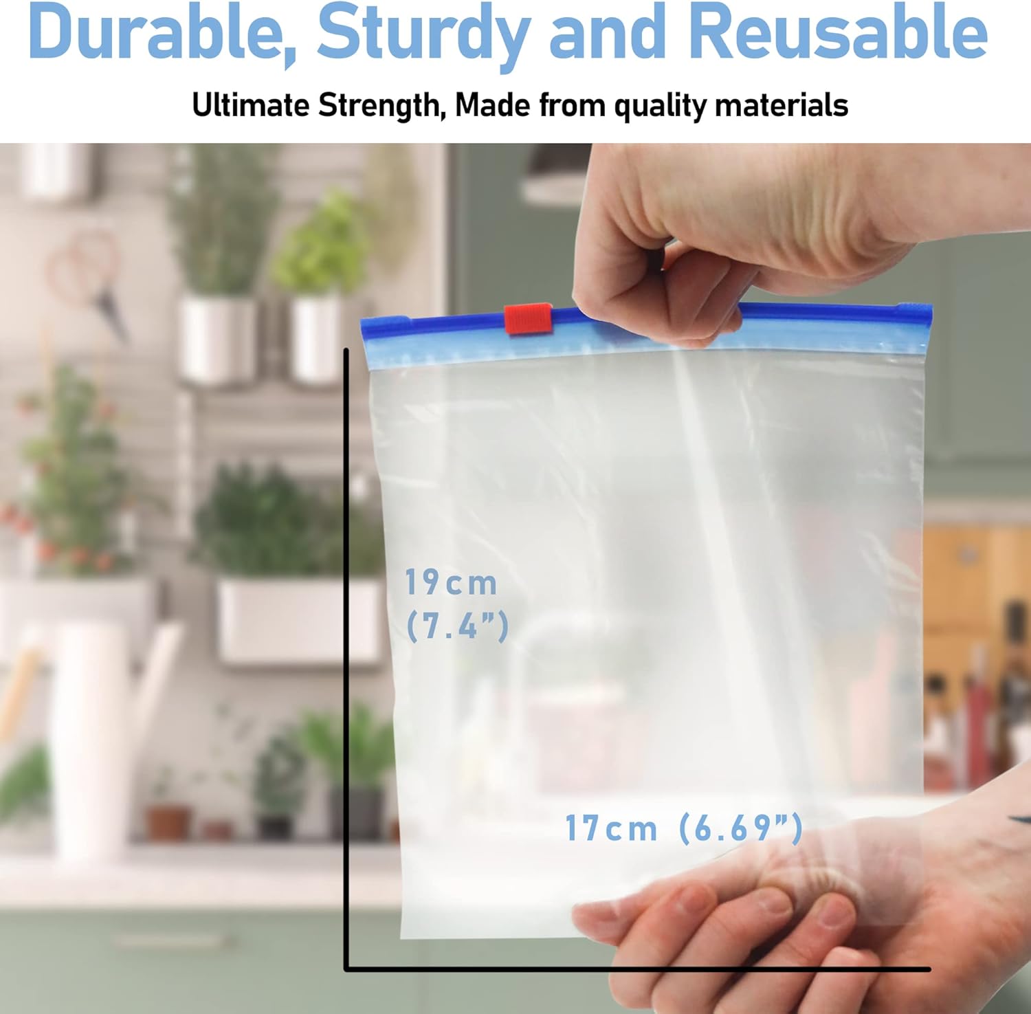 15 All Purpose Food Bags, 1L Resealable Sliding Zip Bags, BPA free, Tight Seal, Perfect for Keeping Produce Fresh, Freezing, Transporting and Organisation (1 Pack) Secondary image
