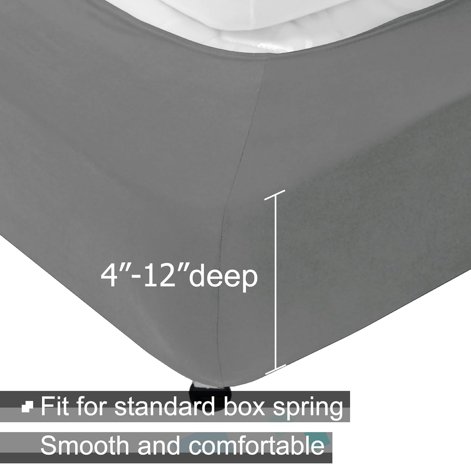Alyvia Spring Box Spring Cover Full Size - Jersey Knit & Stretchy Wrap Around 4 Sides Bed Skirt for Hotel & Home - Full/Full XL, Light Gray Secondary image