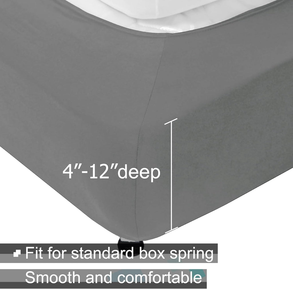 Alyvia Spring Box Spring Cover Full Size - Jersey Knit & Stretchy Wrap Around 4 Sides Bed Skirt for Hotel & Home - Full/Full XL, Light Gray