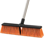 18IN Garden Broom Outdoor Heavy Duty with Long Handle(64IN), Hard Yard Sweeping Brush with Stiff Bristle, Patio Large Brooms Outside, Industrial Wide Brushes Set, Strong Deck Cleaning Tool