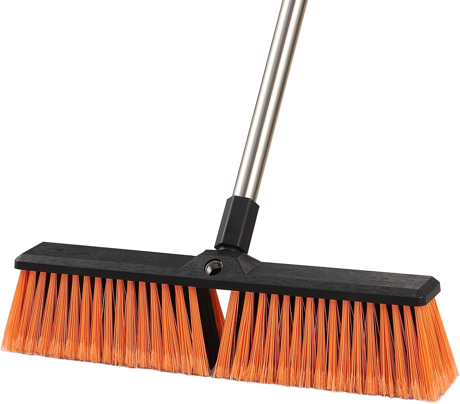 18IN Garden Broom Outdoor Heavy Duty with Long Handle(64IN), Hard Yard Sweeping Brush with Stiff Bristle, Patio Large Brooms Outside, Industrial Wide Brushes Set, Strong Deck Cleaning Tool