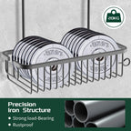 Shower Caddy Hanging Organiser Storage Shelf Without Drilling Shampoo Holder Rustproof Basket Shower Hook Grey