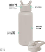 Simple Modern Water Bottle with Straw and Chug Lid | Insulated Stainless Steel Bottle for Sports Gym | Summit Collection | 950ml | Almond Birch