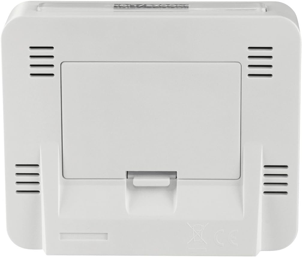 Radio-Controlled Alarm Clock RC550 (Sensor-controlled Night Light, Snooze, Temperature and Date Display) Plastic, White, 9.5 cm