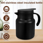 Thermal Coffee Carafe 1000ML Insulated Water Pitcher Stainless Steel Carafe with Detachable Tea Strainer Leak-Proof Vacuum Insulated for Milk Coffee Tea Hot Cold Drinks (1000ml (Black))