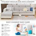Super Stretch Sofa Cover 1 2 3 4 Seater L Shape, WearResistant Spandex Corner Sofa Cover Non Slip Sofa Slipcovers with Elastic Bottom, Great for Kids & Pets (Weave Light Grey, Backrest Cover)