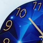 Glass Galaxy Wall Clock Blue, 12 Inch Silent Non-Ticking Battery Operated Modern Decorative Clocks for Living Room Kitchen Bedroom