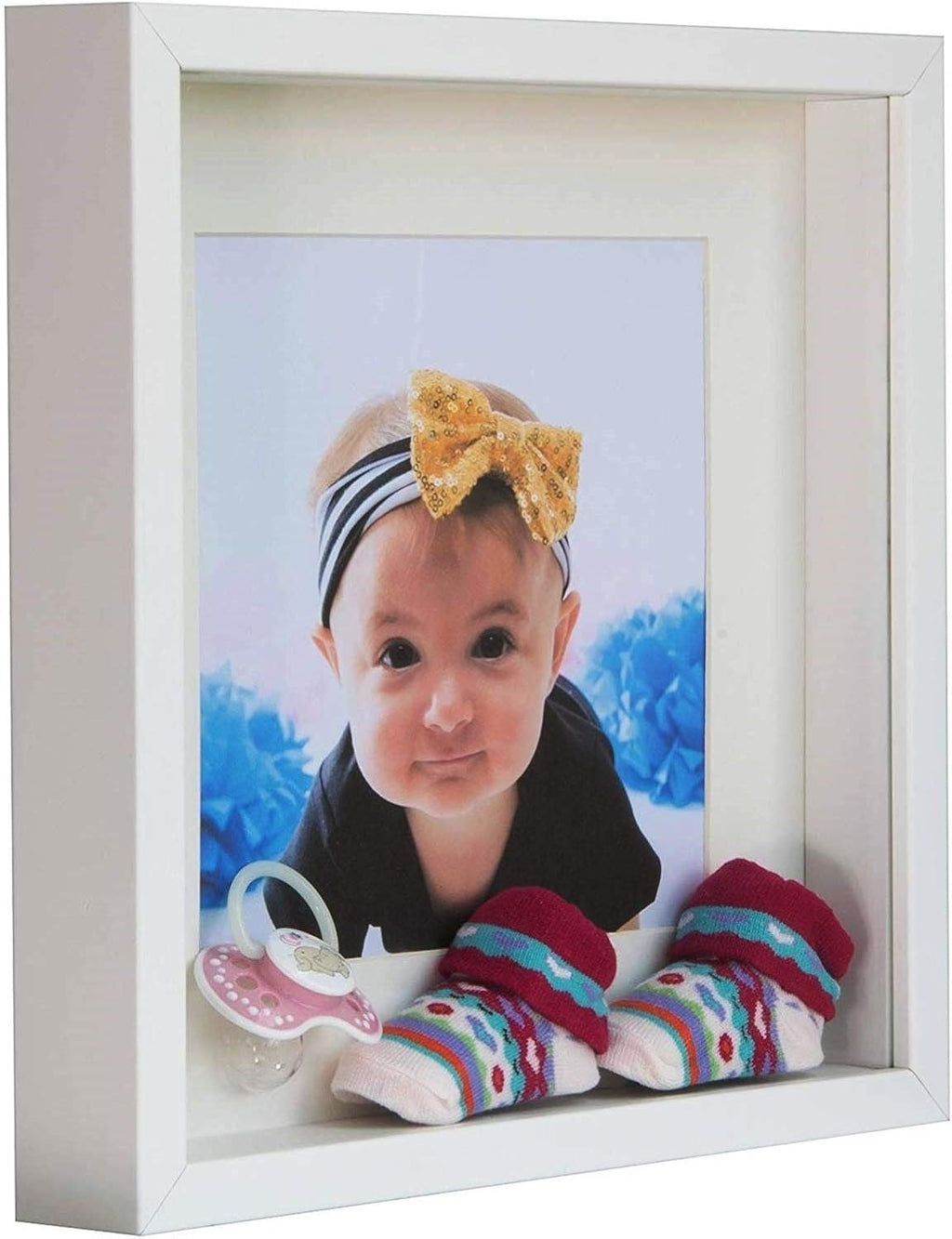 Shadow Box Frame 11x11x1inch, Square, White, Display 3D Frame Picture with Mount 8x8 Plexiglass for Filling, for Objects, Photos, Souvenirs, for Crafts,Baby Items, dried Flowers