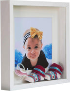 Shadow Box Frame 11x11x1inch, Square, White, Display 3D Frame Picture with Mount 8x8 Plexiglass for Filling, for Objects, Photos, Souvenirs, for Crafts,Baby Items, dried Flowers
