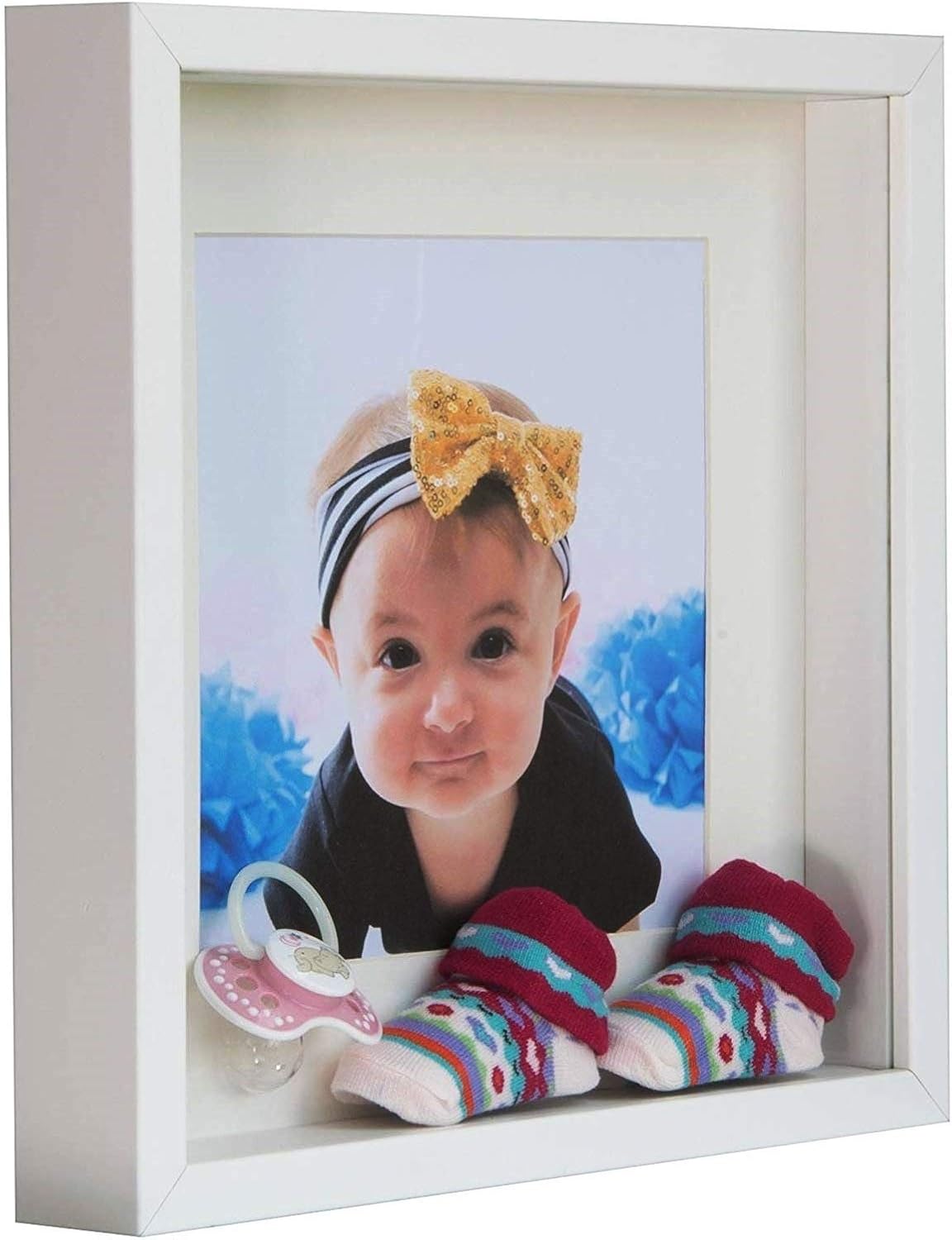 Shadow Box Frame 11x11x1inch, Square, White, Display 3D Frame Picture with Mount 8x8 Plexiglass for Filling, for Objects, Photos, Souvenirs, for Crafts,Baby Items, dried Flowers