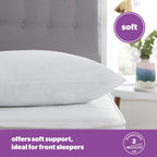 Deep Sleep Pillows 2 Pack - Soft Support Pillows Comfortable Bed Pillow Designed for Front and Stomach Sleepers - Hypoallergenic and Machine Washable - Pack of 2