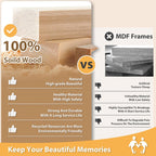 10x10 Photo Frame Natural Wood, Made of Solid Wood for Photos 6x6 with Mat or 10x10 without Mat, Tabletop and Wall Mounting Display