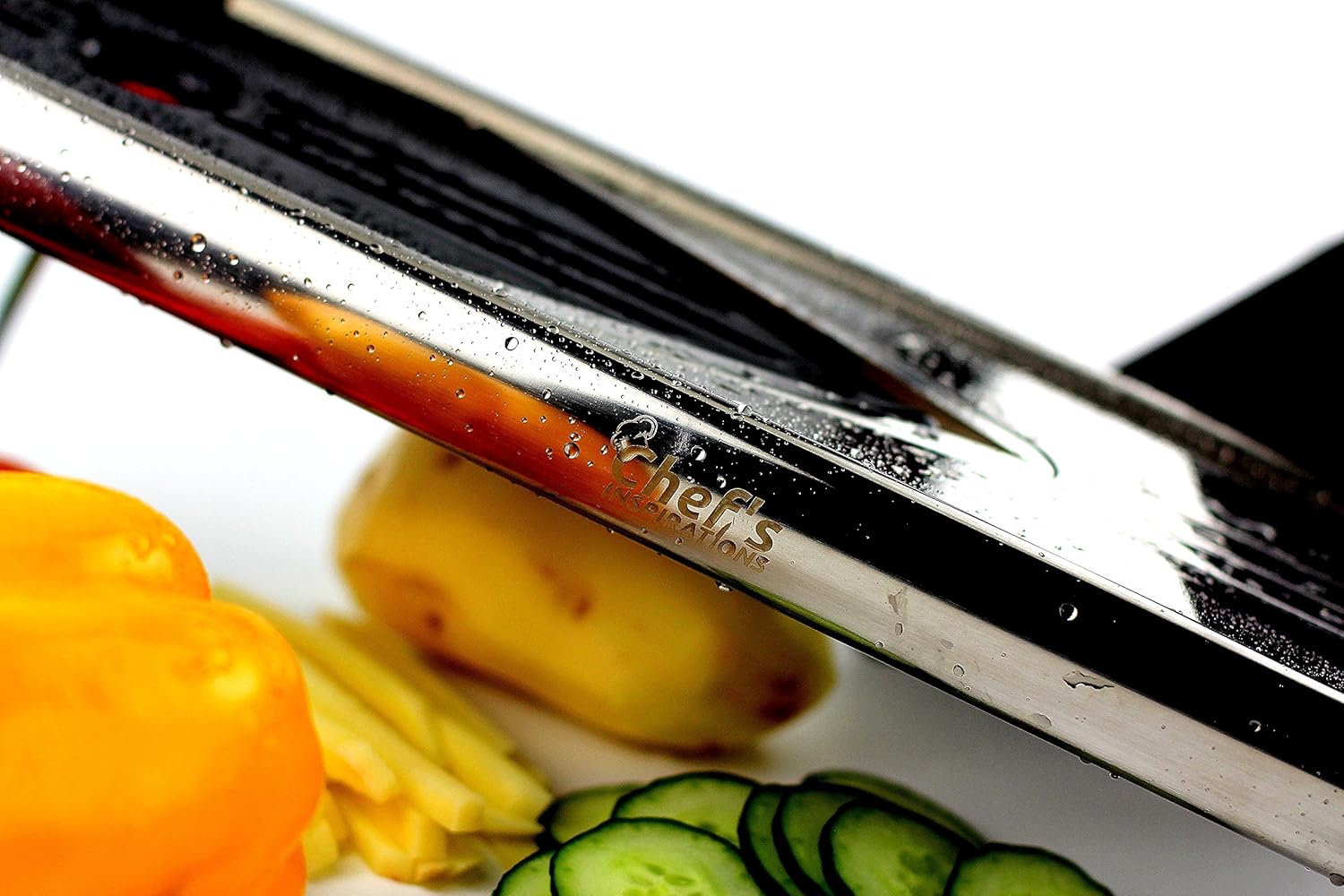 Mandoline Vegetable Slicer, Mandolin Slicer V Blade Cutter, Julienne and Food Grater. Great for Onions, Potatoes and Tomatoes. Includes 6 Inserts, and Cut Proof Gloves. Stainless Steel