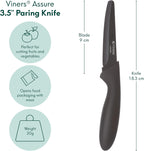 Assure 3.5” Paring Knife Stainless Steel Blade with Squared Tip for Safety, Soft Grip Handle, Non-Stick Coating, Rust-Resistant, Ideal for Cutting Fruit & Vegetables