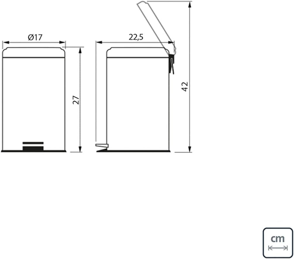 3L Pedal Bin – Stainless Steel Bathroom Bin with Lid, 17 cm Diameter x 27 cm Height, 94538103