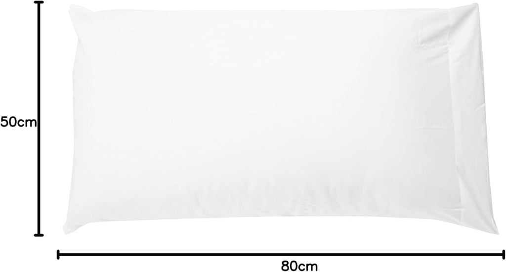 Microfiber Pillowcases, Standard Size 50 x 80 cm (Pack of 2), Bright White