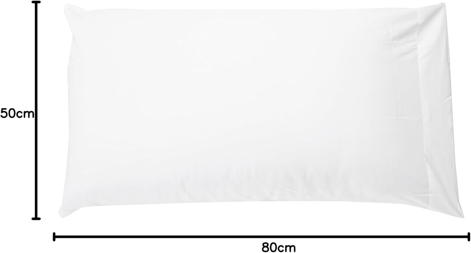 Microfiber Pillowcases, Standard Size 50 x 80 cm (Pack of 2), Bright White