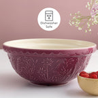 in The Meadow Size 18 Mixing Bowl 26cm | 2.7 Litre Floral Embossed Earthenware Bowl for Dough, Pastry & Cake Mixes | Dishwasher Safe