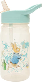 Peter Rabbit Classic Water Bottle with Flip up Straw 400ml –Official Merchandise by Polar Gear – Kids Reusable Non Spill BPA Free - Recyclable Plastic – For School Nursery Sports Picnic – Blue
