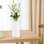 Matte White Ceramic Vase for Minimalist Modern Home Decor - Decorative Classic Flower Vase for Centerpiece, Wedding, Dinner Table, Office, Bedroom - Rustic Style - 20cm