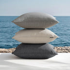 Pack of 2 Outdoor Weatherproof Cushion Covers Decorative Modern Throw Pillow Covers Decoration Polyster Linen-Look Pillowcases For Garden Sofa Living Room Bed Cushion Cover 45x45cm B-Beige