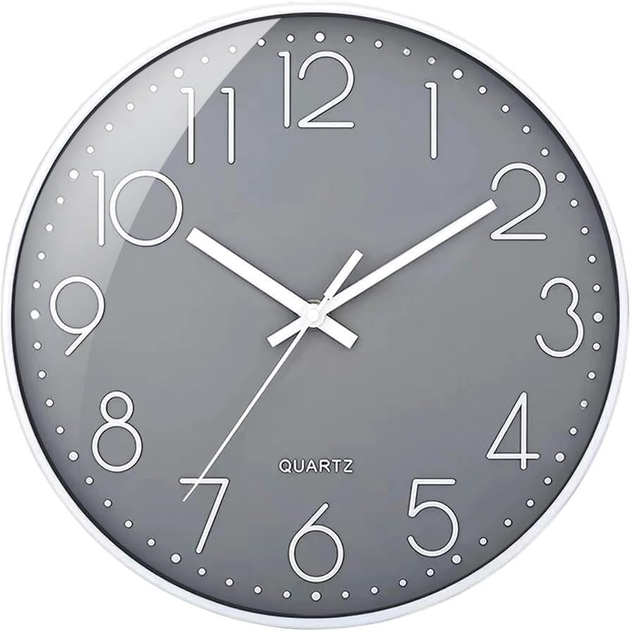 Wall Clock Non-Ticking Silent Battery Operated Round Wall Clock Modern Simple Style Decor Clock for Home/Office/School/Kitchen/Bedroom/Living Room/8.5 Inch Grey