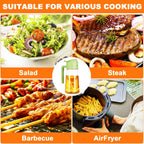 2 in 1 Oil Sprayer, 470ml/16oz Olive Oil Spray Bottle for Cooking, Air Fryer, Salad, Frying, BBQ, Green Food-grade Mister Spray Bottle