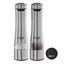 Stainless Steel Electric Salt & Pepper Mill Set with Adjustable Ceramic Grinder Heads for fine or coarse Grinding, Battery Operated, Light up During use, One Handed Operation, 23460-56